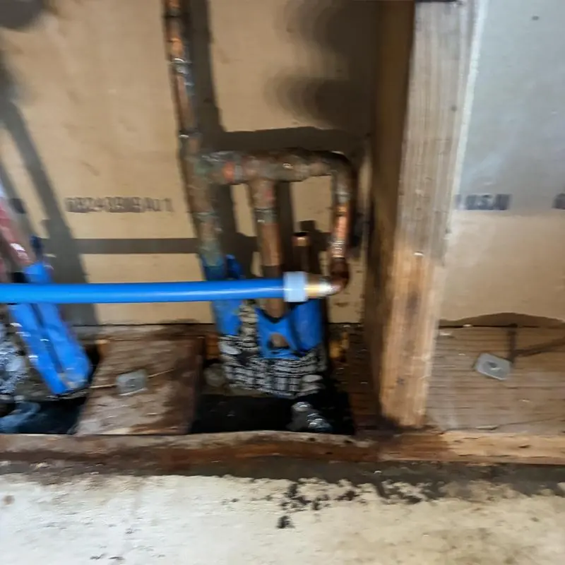 Cold water ice maker line slab leak reroute inside wall