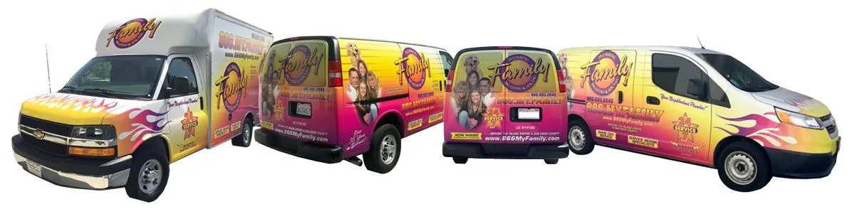 Family Plumbing, Heating & Air wrapped service trucks and vans